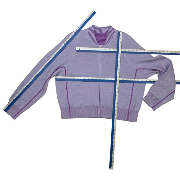 Lululemon Reversible Double Knit Zip Up Sweater 12 Purple Wool - Picture 9 of 15